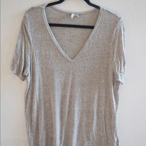 Asos Grey V-Neck T-Shirt - Size UK 14 / US 10